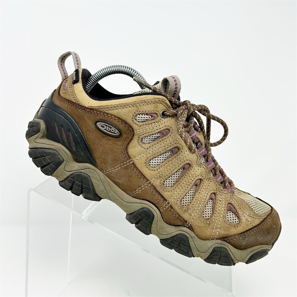 Oboz Sawtooth Low Waterproof Hiking Shoes Brown Tan Womens Trail Lace Up Size 11